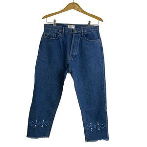 Front Street 8 Jeans Mens Size 48 Medium Blue Straight Crop Embroidered Aztec *